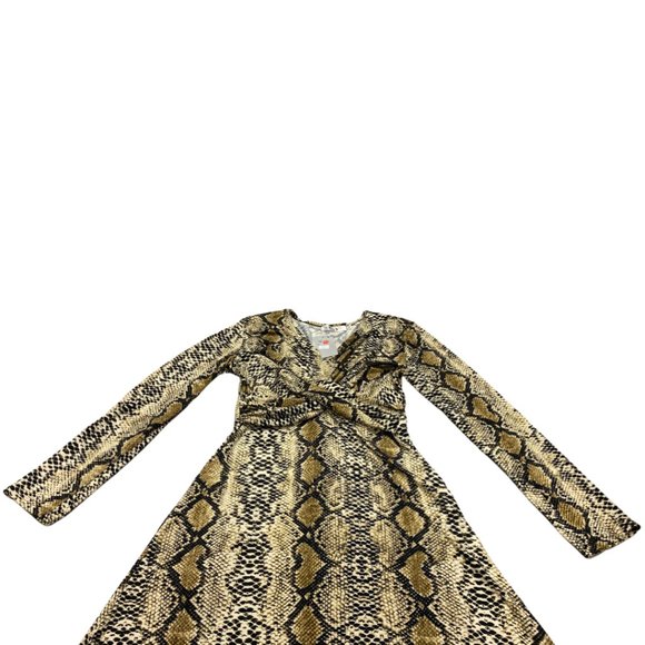 C&Y Bodycon Stretchy Long Sleeve Maxi Dress Leopard Print Front Twist Casual - Picture 2 of 4